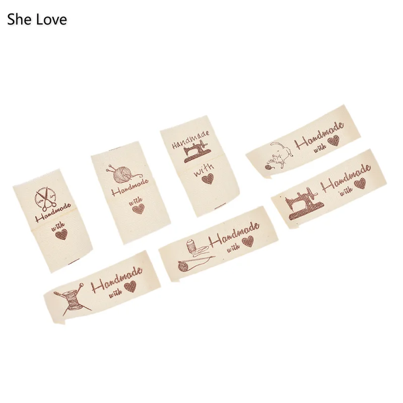 Chzimade 200PCs Handmade With Love Cotton Garment Labels Sewing Household Textile Patchwork Apparel Accessories | Дом и сад