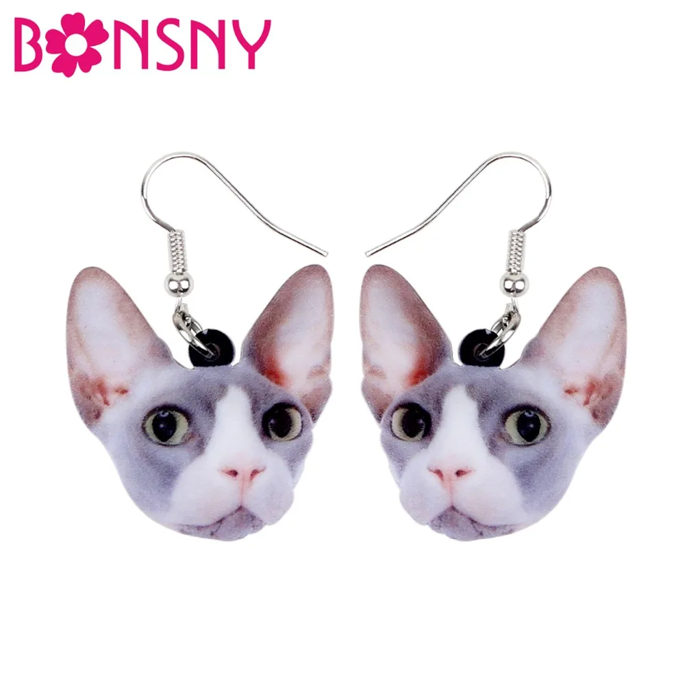 Bonsny Акриловые Новые серьги котенка кота большие длинные висячие модные
