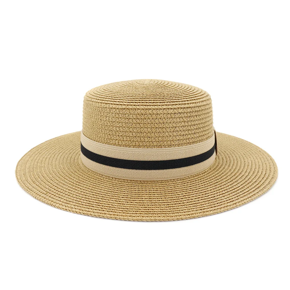 

Sun Hat Women Panama Summer Straw Flat Bill Casual Beach Wide Brim Outdoor Cap Accessory