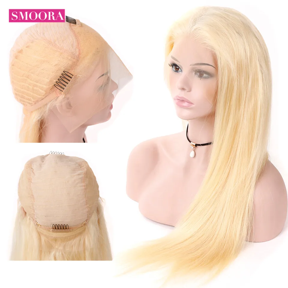 Смоора полный блонд 613 # цвет бразильский Remy человеческие волосы кружева передние