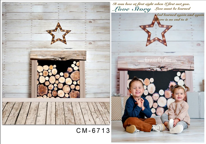 TR 8x8FT комнатный светильник деревянная стена Звездные бревна камин лес пол