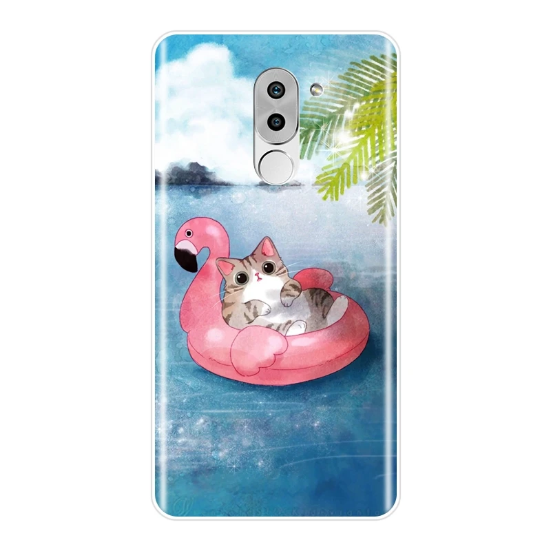 Чехол Kawaii для телефона с котом цветком подсолнухом Huawei Honor 6A 4C 5C 6C Pro силиконовая
