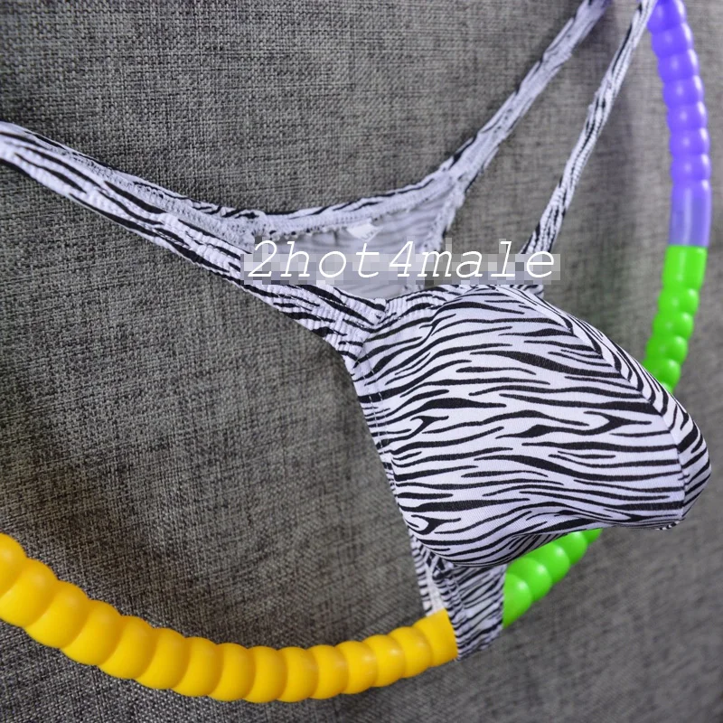 Горячее Мужское нижнее белье стринги контурный мешочек бутон ~ леопард Зебра