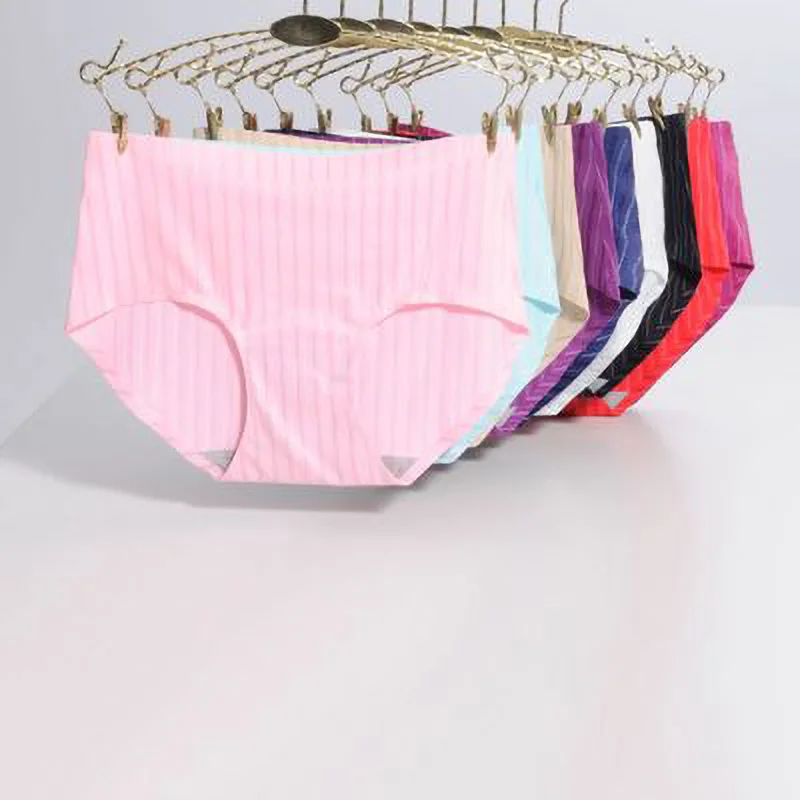 Ребристые новые ледяные шелковые цельные бесшовные трусики женские дышащие