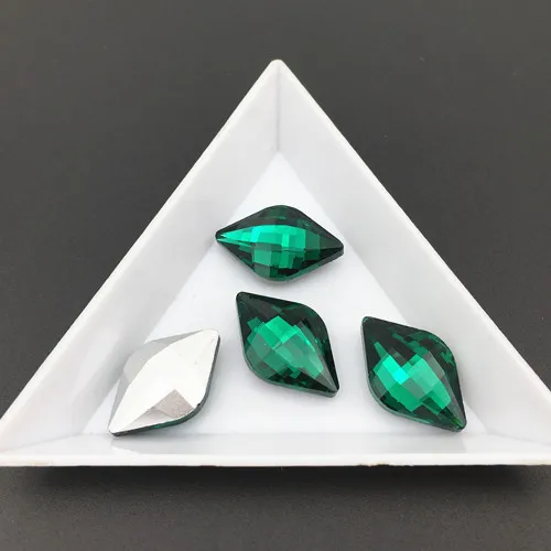 green zircon 30 шт. 12x19 мм стеклянный кристалл лимон ромб изысканный камень заостренный назад горный хрусталь много цветов Изготовление ювелирных изделий - Цвет: green zircon