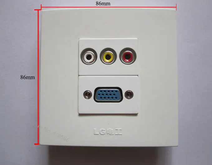 Настенная розетка панель с RCA AV + VGA для установки мультимедиа размер 86 мм |