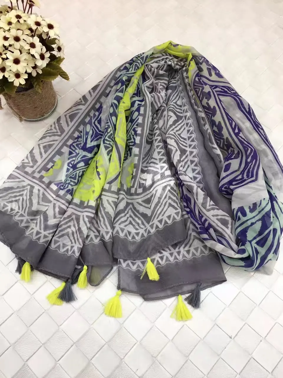 Женский длинный шарф с геометрическим принтом|fashion scarf women|scarf womenscarf women fashion |