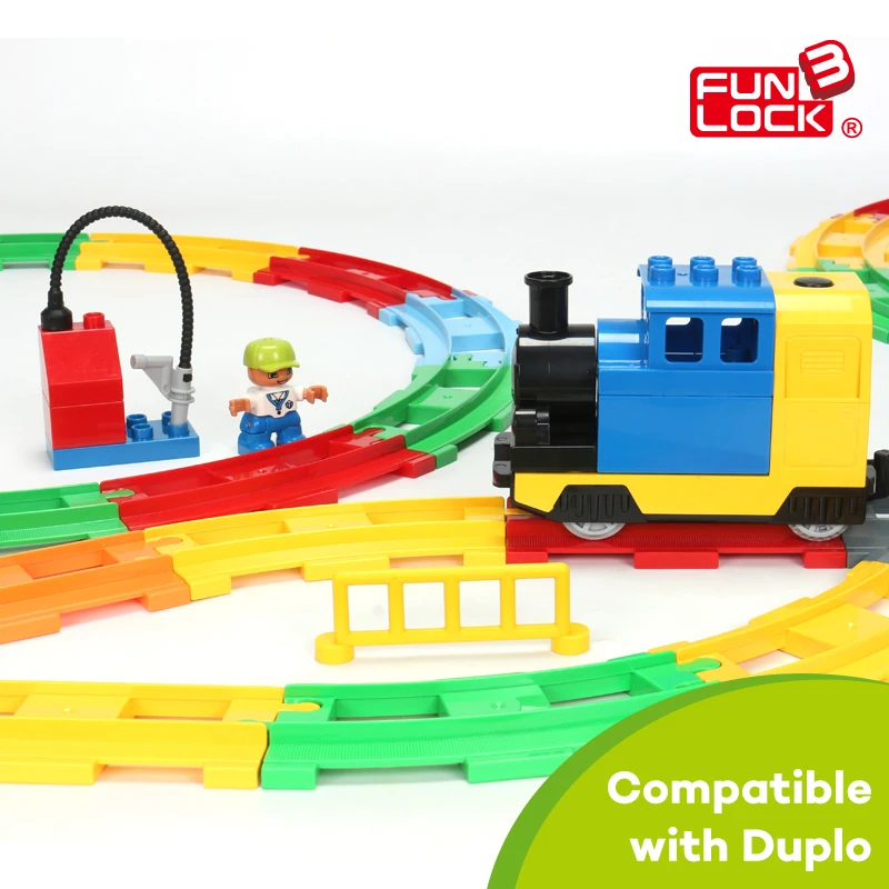 Набор блоков Funlock Duplo для детей Обучающие игрушки на батарейках с рельсовой