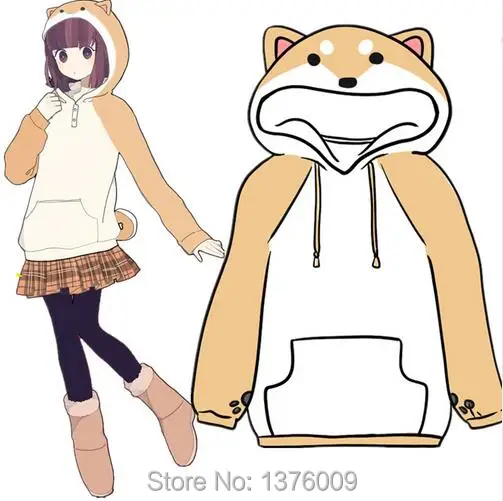 Для женщин Толстовки с капюшоном для девочек Япония Kawaii shiba Inu Doge хаски пуловер с капюшоном Неко Atsume кошка Толстовка «Мяу» Рождественский костюм Прямая