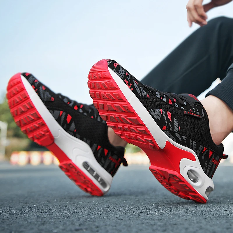 

2019 Fashion Casual Shoes Men Lace-up Mesh Comfortable Air Cushion Shoes Trainers Men High Top Sneakers Male Waterproof Footwear