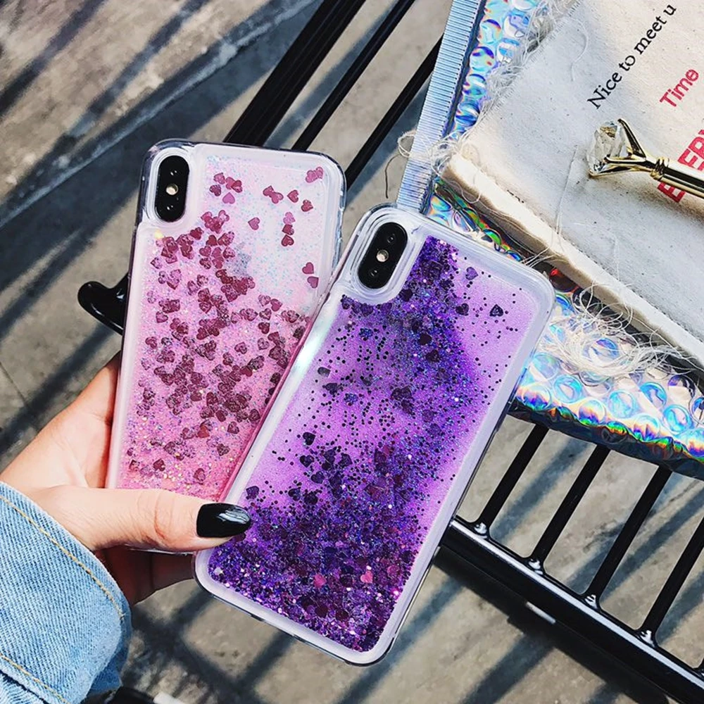 Блестящий чехол с блестками для телефона iPhone 7 8 Plus XS MAX XR модные чехлы жидкими