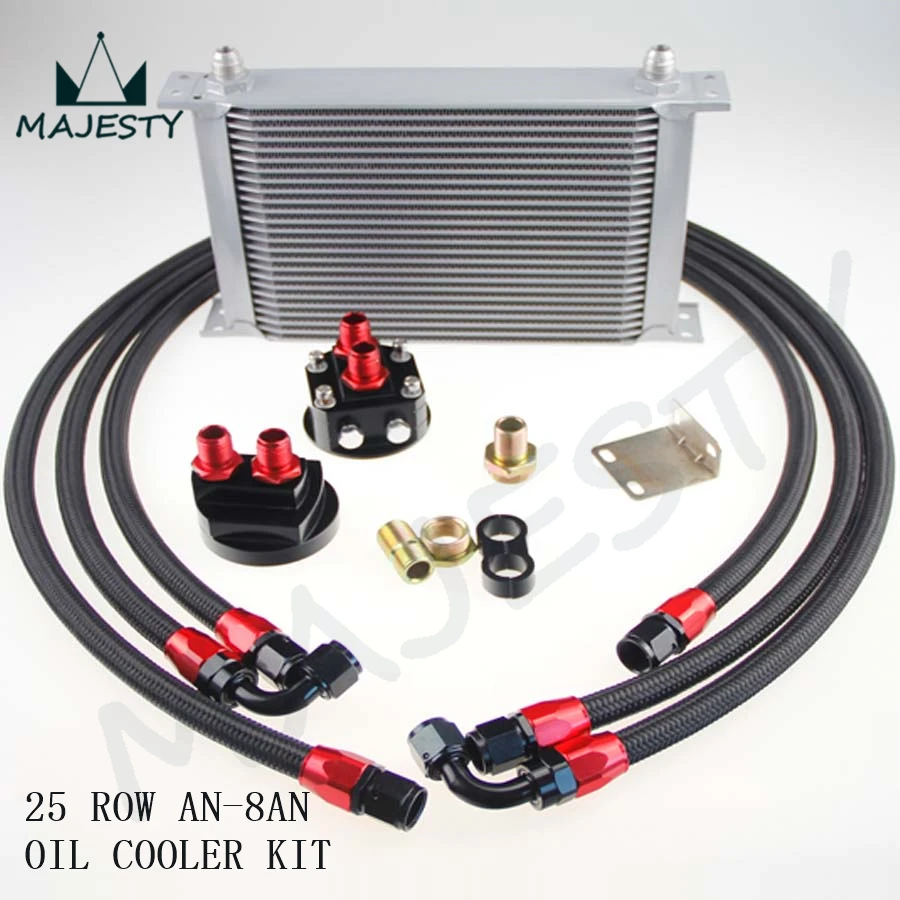 

AN-8AN 25 ROW UNIVERSAL FILTER RELOCATION OIL COOLER NYLON BRAIDED OIL LINE KIT