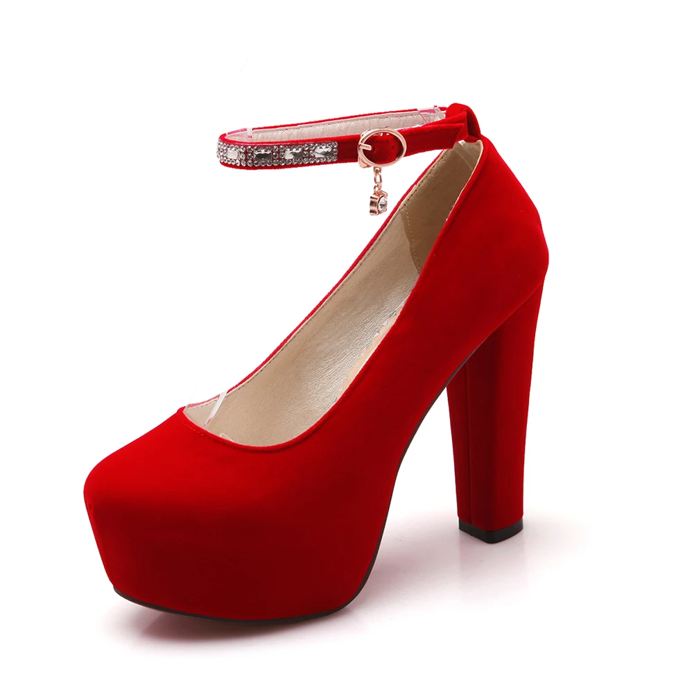 Lapolaka New Arrivals Hot Sale Chunky High Heels Buckle Strap Mary Janes Pumps Woman Shoes Platform Shoes Woman Pumps - Цвет: Красный
