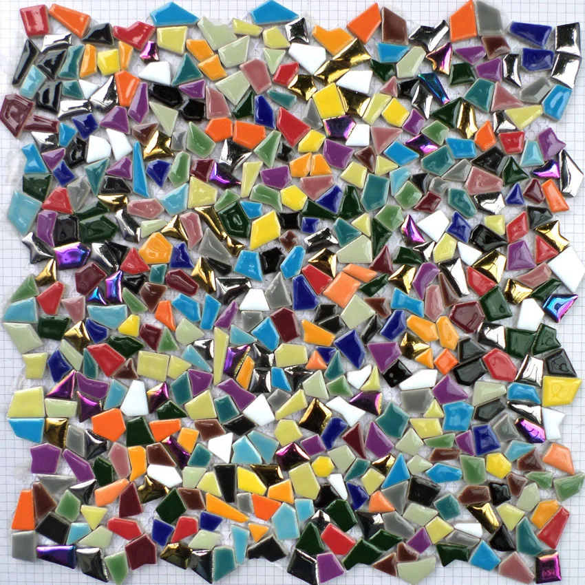 Радужная цветная керамическая мозаика нестандартной формы семь цветов для