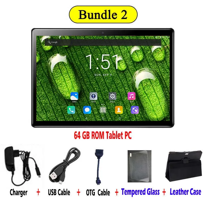 Новинка 2.5D Закаленное стекло 10 дюймов Android 8,1 Deca Core 6 Гб ram 128 Гб rom 4G LTE 1920*1200 ips 13,0 МП Две sim-карты планшетный ПК 10,1 - Комплект: 64G Add Case