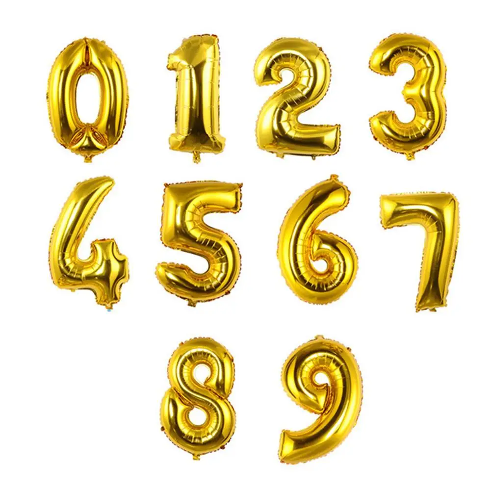 32 Inches Large Size Party Balloons Gold Silver Aluminum Foil Number Shape Hydrogen Birthday Wedding Decoration | Дом и сад