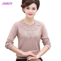middle aged womens winter sweaters pullovers plus size 4xl thickened warm bottoming o neck wool sweater mother dress tops w105