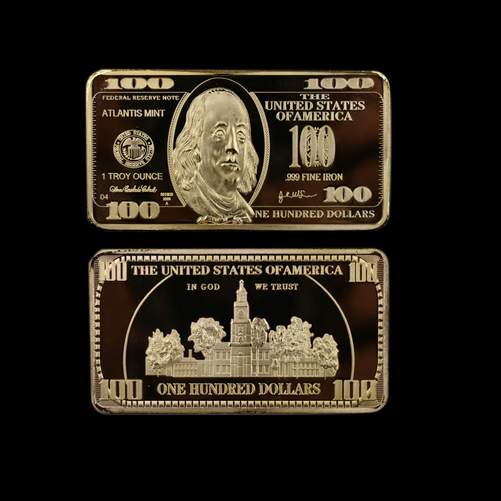 Квадратный 24K позолоченные памятная монета 1/2 / 5/100/500/1000 USD коллекция искусство