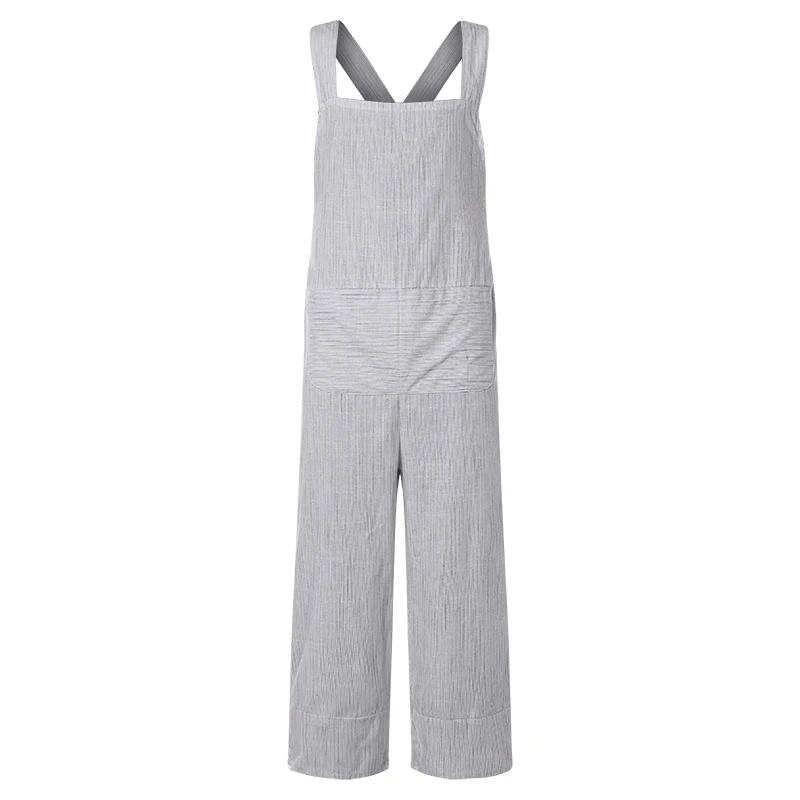 Retro Men Overalls Women Rompers Stripe Wide Leg Pants Dungarees Casual Jumpsuits Long Trouser Hombre Garment Overalls Unisex