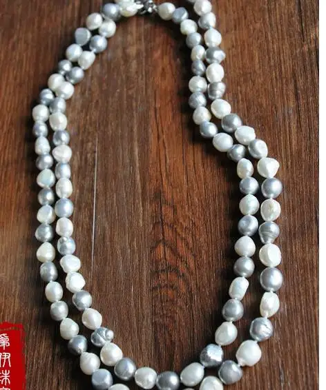12-13mm south sea baroque white grey multicolor pearl necklace 38inch 925s KKK | Украшения и аксессуары