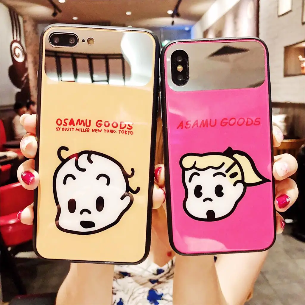 Карамельный цвет Пары Дети чехол для телефона iphone х 6 S 7 8 Plus Чехлы Стекло сзади TPU +