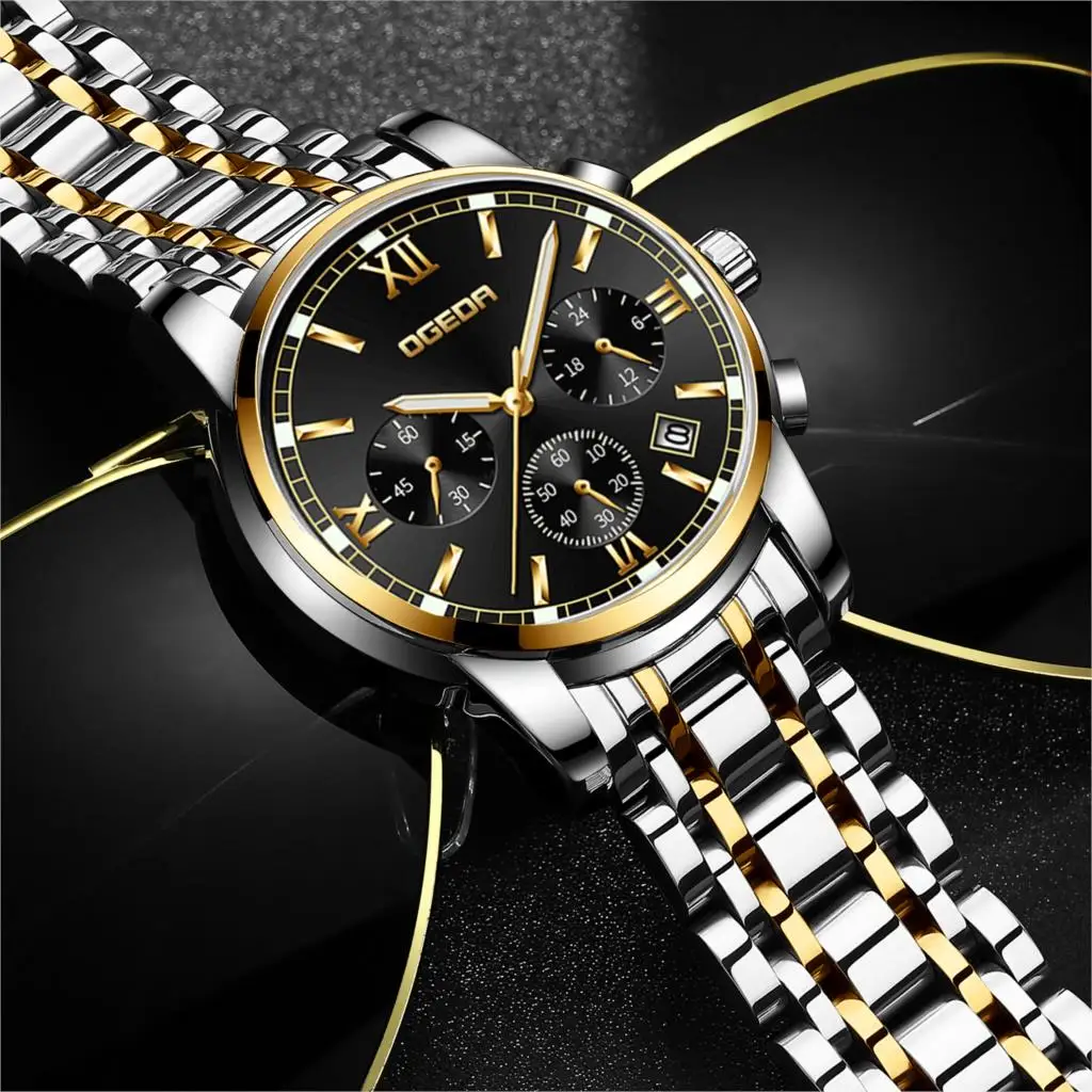 Relogio Masculino OGEDA New Sport Chronograph Mens Watches Top Brand Luxury Full Steel Quartz Clock Waterproof Classic Watch Men | Наручные