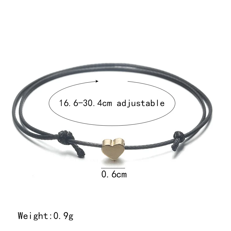 

New DIY Adjustable Rope Anklets for Women Love Heart Foot Chain Personality Ladies Ankle Bracelets Jewelry