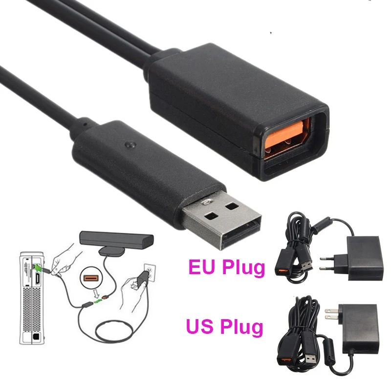 DC 12V 100V~ 240V 50/60 Гц US/EU USB адаптер переменного тока Питание кабель, адаптер для зарядки Зарядное устройство для xbox 360 xbox 360 игровой Кинект-Сенсор