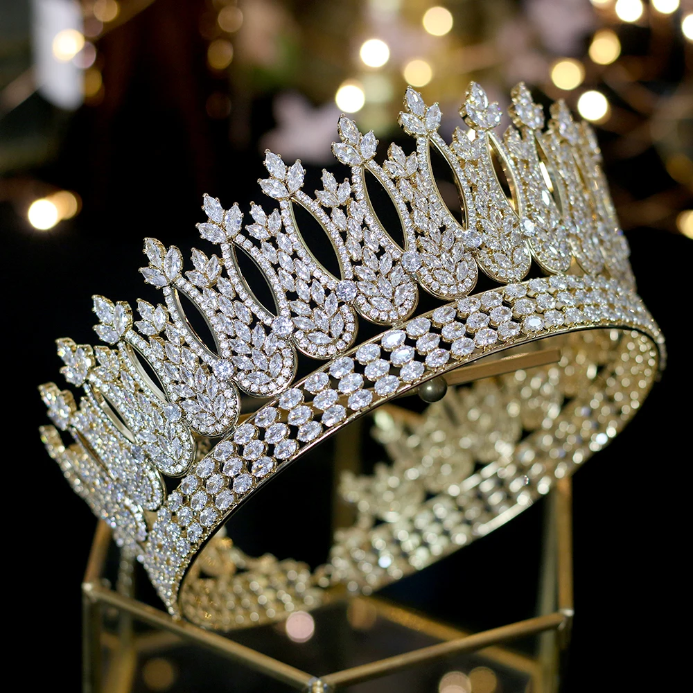 nuevo lujo princesa de oro joyeria de la Кабеза y gran Корона диадема boda accesorios пункт Эль Кабельо accesorios de la Сина