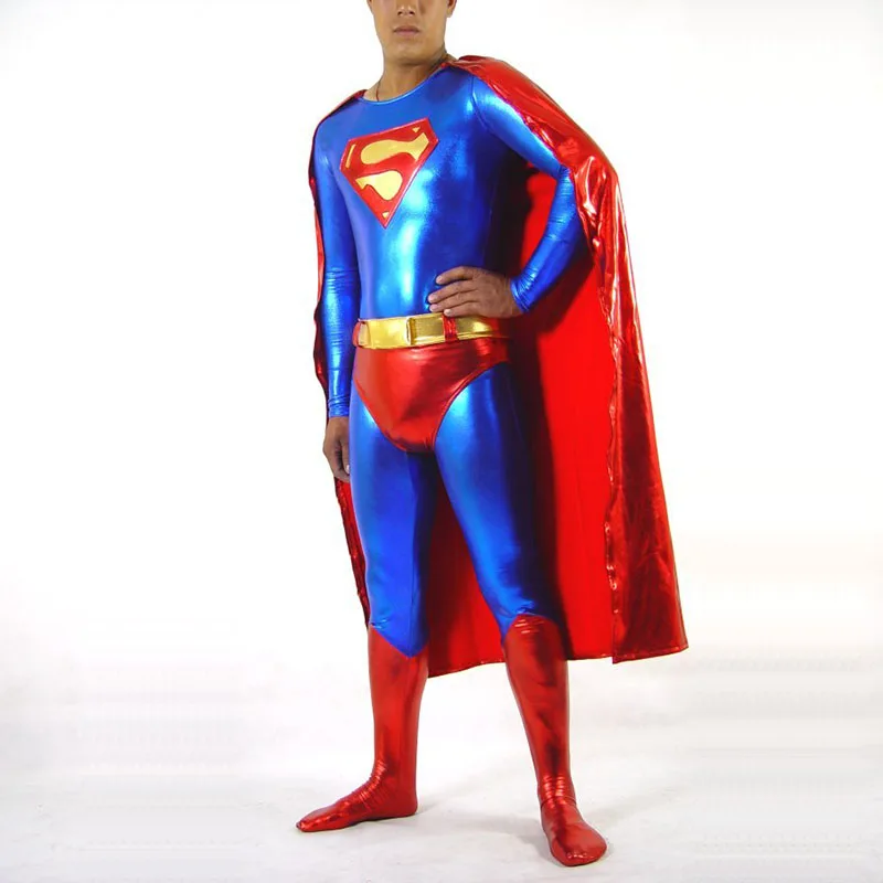 2017 костюм супергероя СУПЕРМЕНА для взрослых с длинными рукавами синего/красного