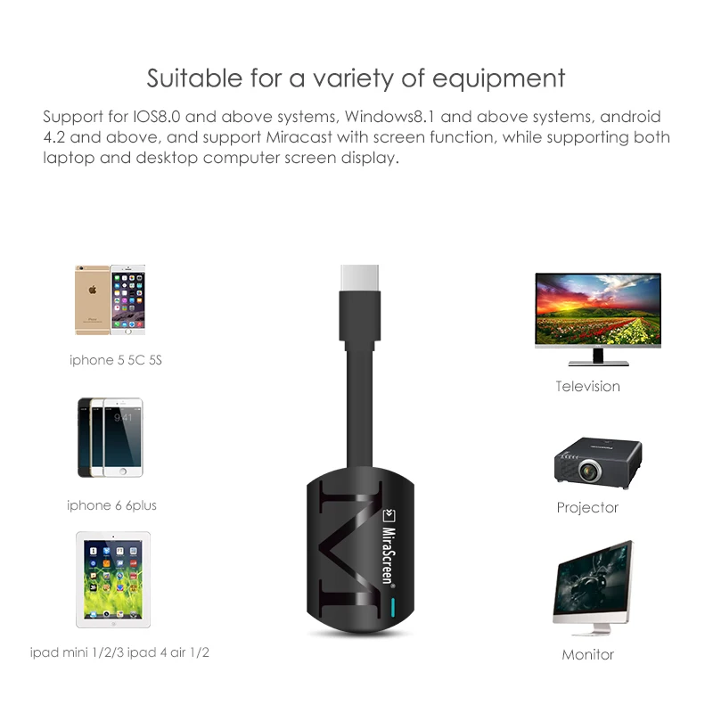 Mirascreen Airplay 1080 P/720 P беспроводной WiFi Дисплей ТВ ключ приемник HDMI палка Android Miracast для |