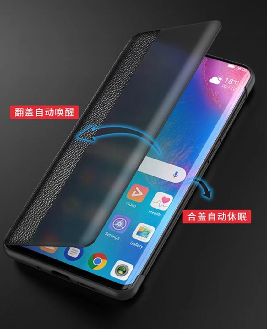 P30 Pro, натуральная кожа, умный чехол для телефона, для huawei P30, P20, Pro, флип, пробуждающий сон, чехол для huawei mate 10, 20 Pro mate, 20X