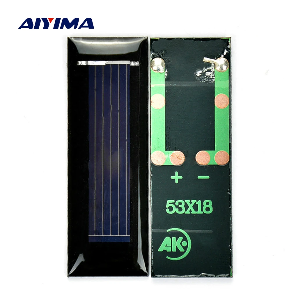 AIYIMA 20 шт 53x18 мм мини солнечные панели 0 5 В 100мА батареи фотоэлектрические DIY Sunpower