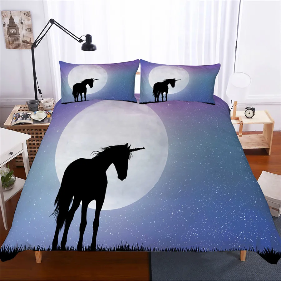 

Комплект постельного белья с 3D принтом, пододеяльник, Комплект постельного белья, домашний текстиль с единорогом для взрослых, реалистично...