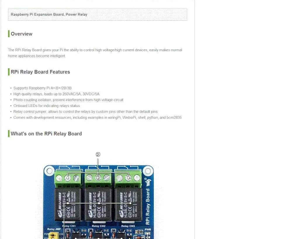Waveshare Raspberry Pi плата реле мощности Плата расширения модуль дистанционного