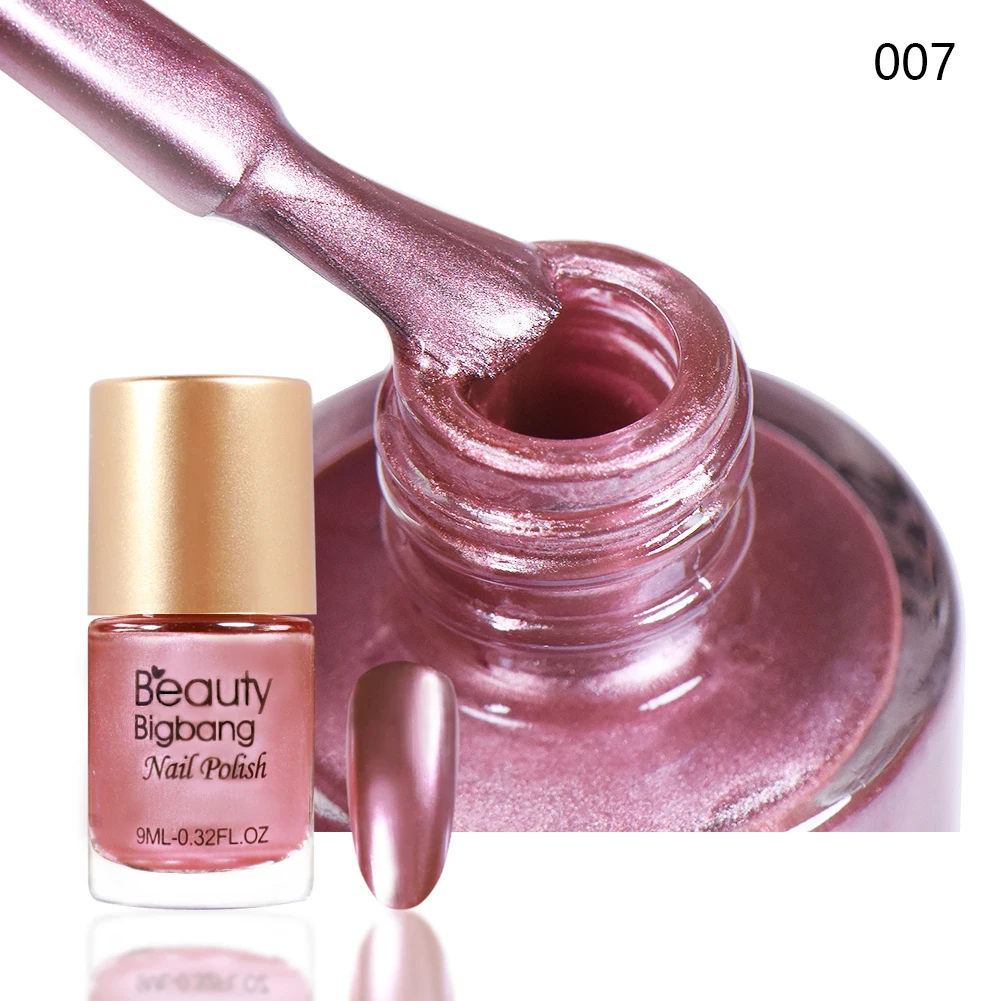 Beautybigbang 9 мл зеркальный эффект зеленый лак для ногтей металлический лак Великолепные Металлические Лаки стемпинг ногтей покрытие для дизайна ногтей