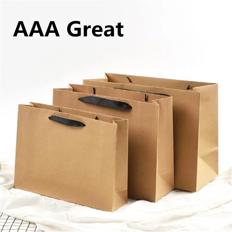 

AAA отличные подарочные пакеты из крафт-бумаги с ручками для детской вечеринки, рождественского свадебного украшения, упаковка для покупок, 100 шт./лот