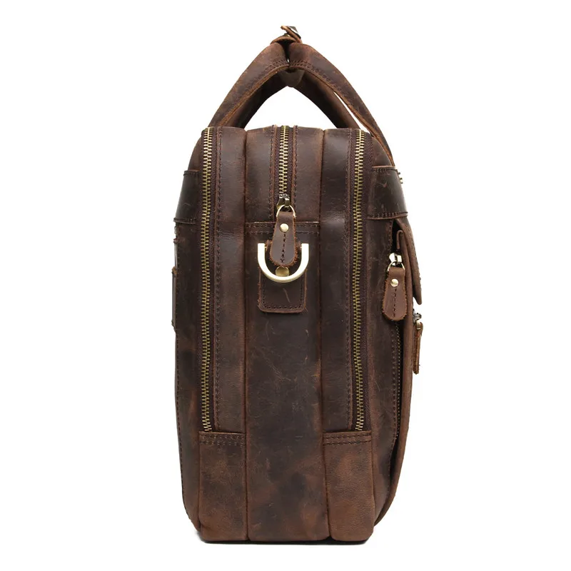 Nesitu Винтаж коричневый Crazy Horse Натуральная кожа офисный мужской портфель 14 ''15,6'' портфель для ноутбука мужские сумки-мессенджеры M7388