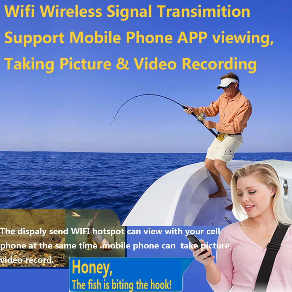 Беспроводная подводная рыболовная камера 720P Wi-Fi 15 м | Безопасность и защита