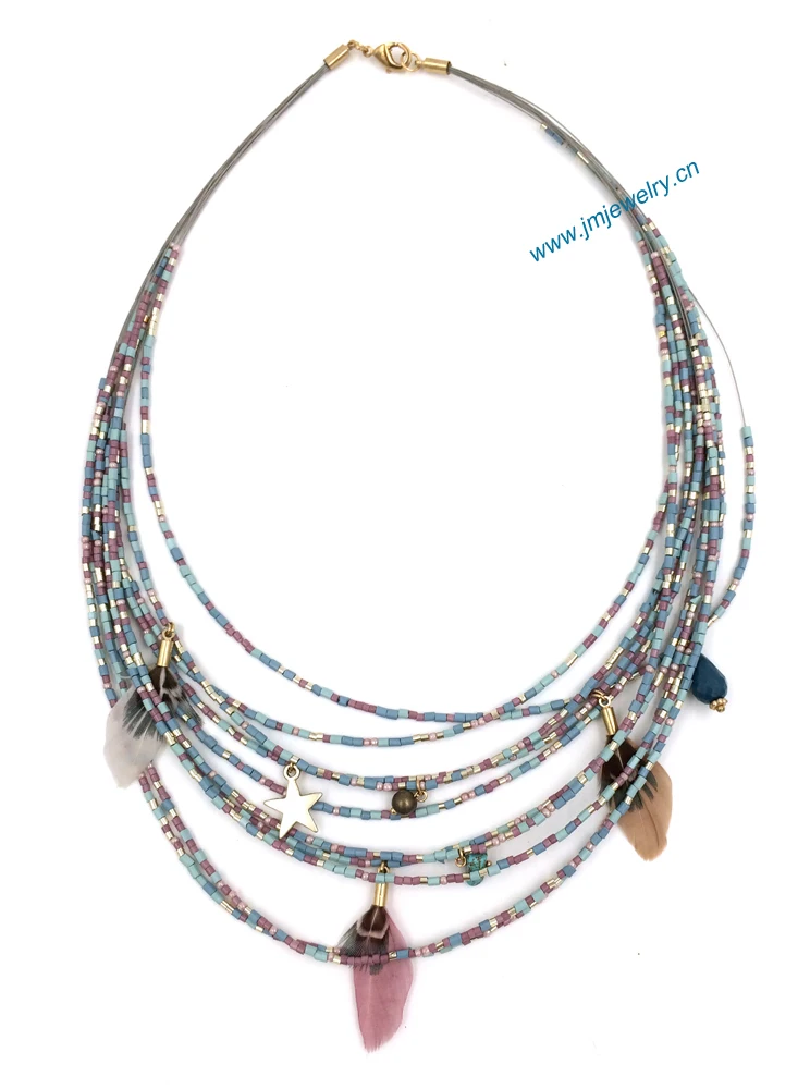 ?? ファッションジュエリー手作り高級ネックレス卸売ボヘミアコリアーステートメントネックレスネックレス海ビーチ夏スタイルフェザーチャーム
