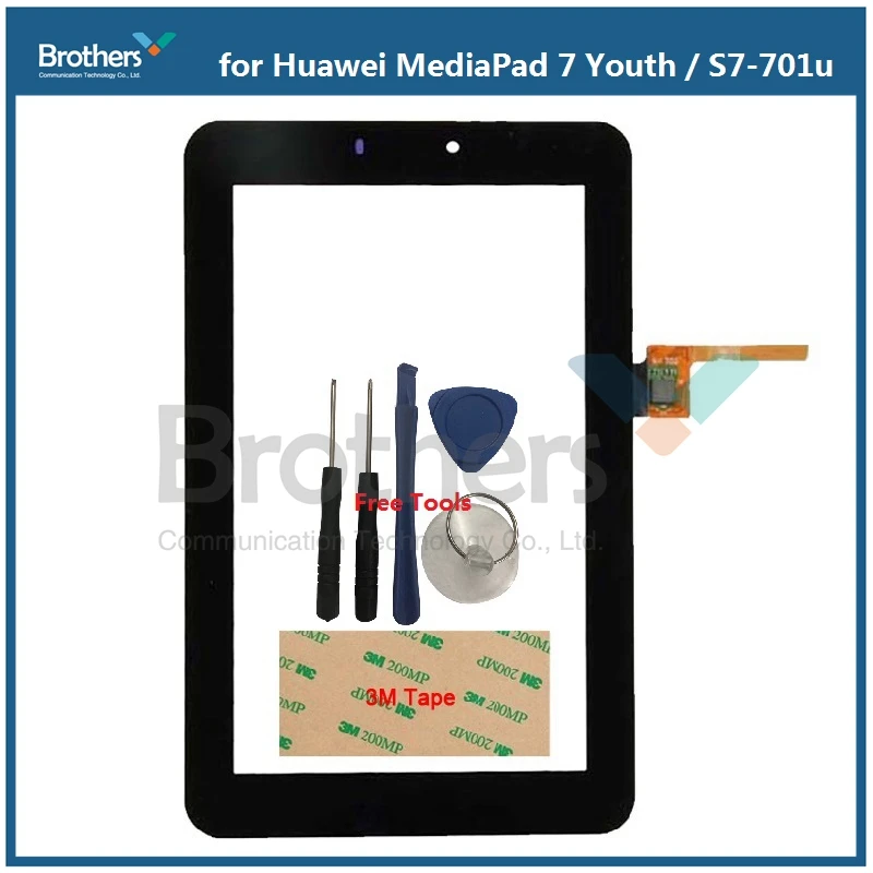 Планшет, сенсорный экран, дигитайзер для huawei MediaPad 7, молодежная сенсорная панель для huawei S7-701u, сенсорное стекло, сенсорная линза, AAA, с инструментами