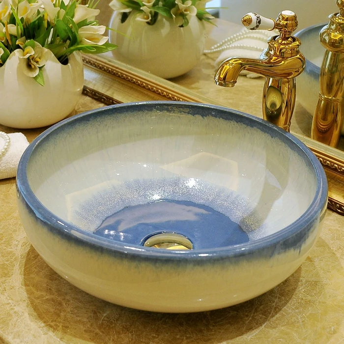 Раковина керамическая глазурованная для ванной комнаты столешница с ручной
