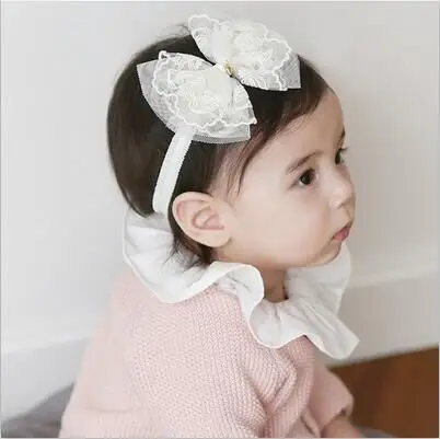 

20pcs/lot 2016 The new baby hair accessories headbands children accessories cute bow Lace ribbon gauze girls headbands