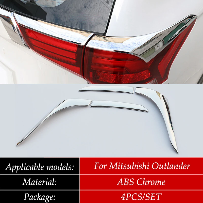 

ABS Chrome For Mitsubishi Outlander 2016 2017 Rear Light Eyebrow Tail Lamp Lights Frame cover Trim Car Accessories Stickers 4pcs