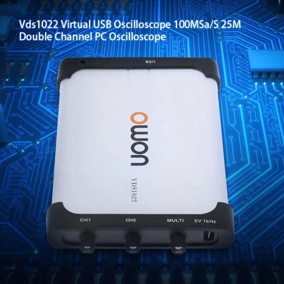 VDS1022 Виртуальный USB осциллограф 100MSa/S 25 м двухканальный осциллограф для ПК набор