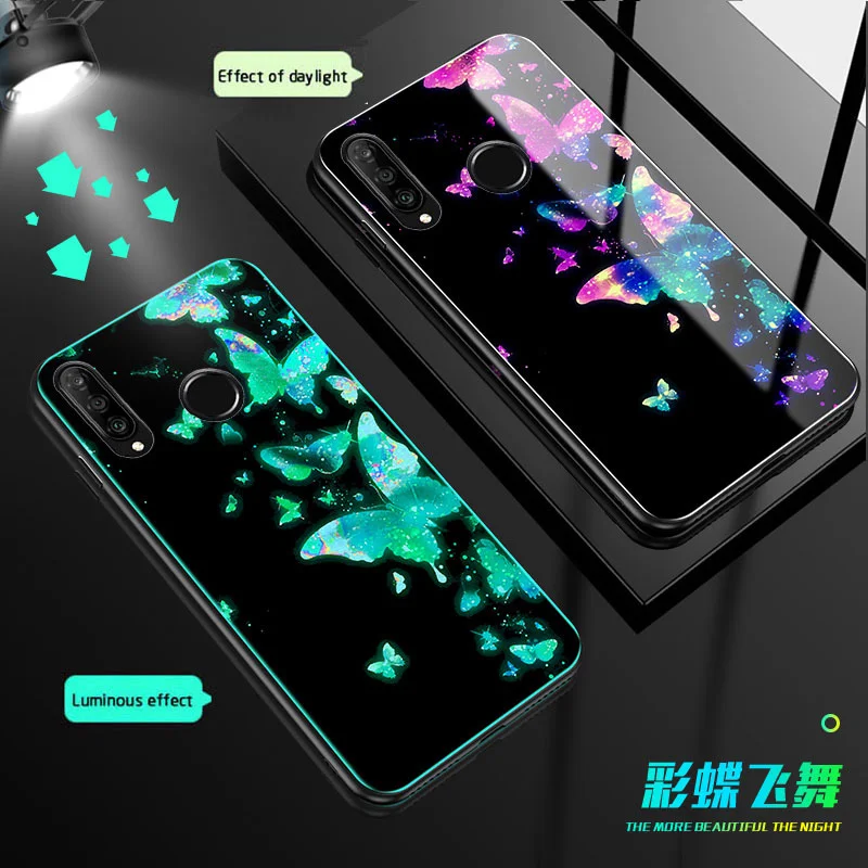 Светящийся стеклянный чехол для Huawei mate 30 Lite Honor 20 20Pro 20i 10i задняя крышка P Samrt plus 2019