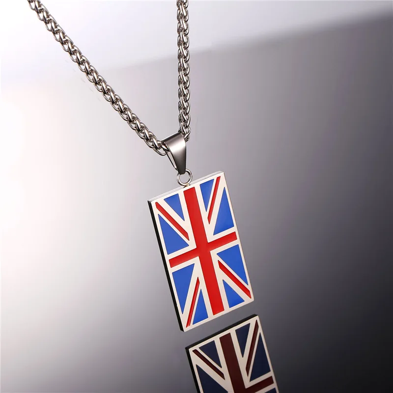 Флаг Великобритании ожерелья и подвески желтого золота цвет нержавеющая сталь