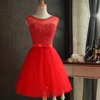 folobe lace dresses red women girl dress special occasion short party dress knee length robe de formal dress