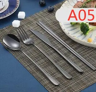 4 шт./компл. корейский наборы столовых приборов красочные ножи, столовая ложка, вилка, палочки для еды набор посуды, украшение для свадьбы, дома, вечеринки - Цвет: A05