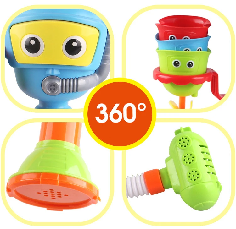 Wisthtime Baby Bath Toy Flow N Fill Spout 3 штабелируемые чашки и автоматический носик|Игрушки для